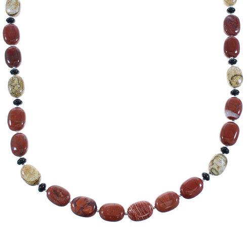 Sterling Silver Multicolor Navajo Bead Necklace AX100295