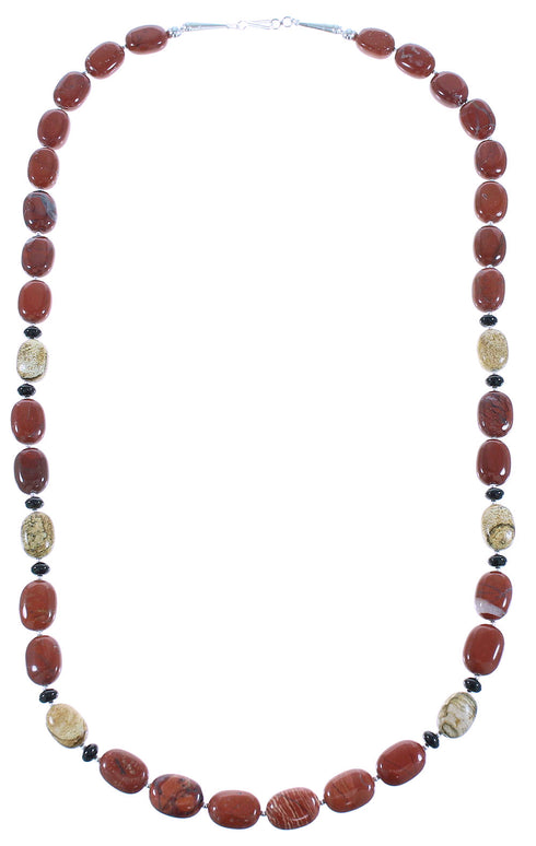 Sterling Silver Multicolor Navajo Bead Necklace AX100295