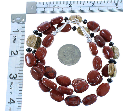 Sterling Silver Multicolor Navajo Bead Necklace AX100295