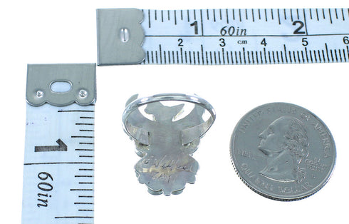 Zuni Multicolor Inlay Thunderbird Sterling Silver Ring Size 7-1/2 JX127574