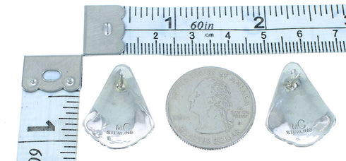 Navajo Jewelry Coral Genuine Sterling Silver Post Earrings RX102449