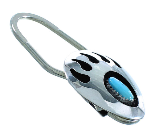 Authentic Sterling Silver Bear Paw Turquoise Navajo Key Chain NN20280