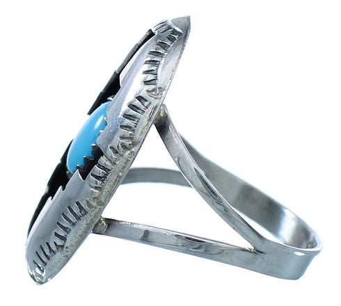 American Indian Genuine Sterling Silver Navajo Turquoise Ring Size 6-1/2 TX103028