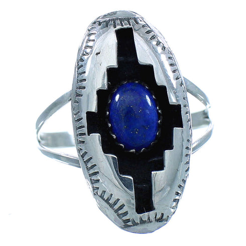 Genuine Sterling Silver American Indian Navajo Lapis Ring Size 6-1/4 TX103039