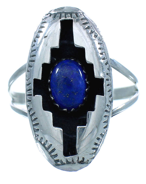 Genuine Sterling Silver American Indian Navajo Lapis Ring Size 6-1/4 TX103039