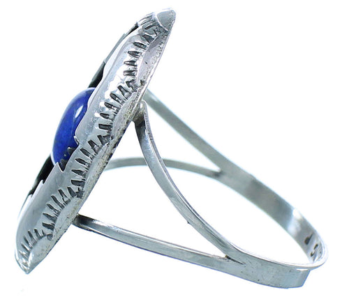 Genuine Sterling Silver American Indian Navajo Lapis Ring Size 6-1/4 TX103039