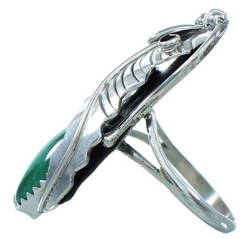 Genuine Sterling Silver Navajo Malachite Leaf Ring Size 7-1/4 JX125608