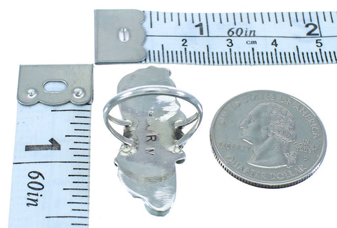 Genuine Sterling Silver Navajo Malachite Leaf Ring Size 7-1/4 JX125608