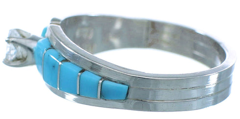 Zuni Genuine Sterling Silver CZ And Turquoise Ring Size 8-1/4 NN20736