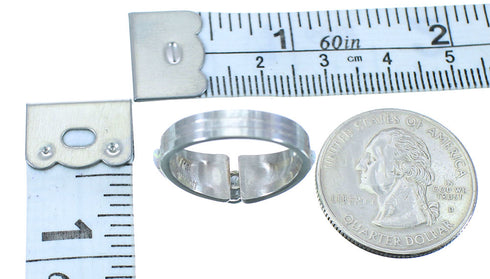 Zuni Genuine Sterling Silver CZ And Turquoise Ring Size 8-1/4 NN20736