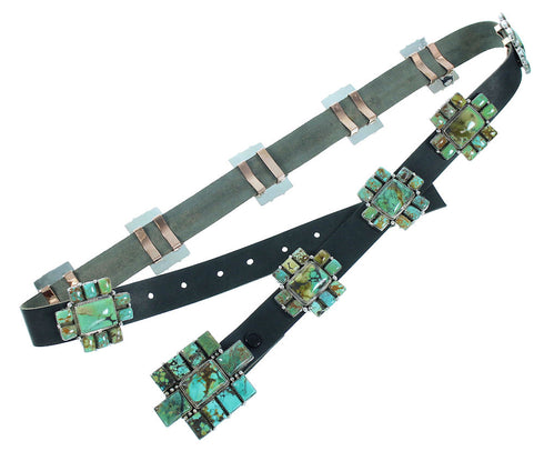 American Indian Sterling Silver And Turquoise Concho Belt TX103977