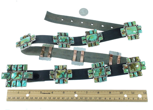 American Indian Sterling Silver And Turquoise Concho Belt TX103977