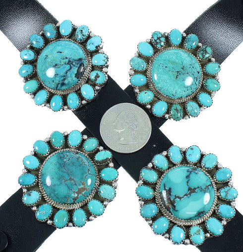 Native American Authentic Sterling Silver Turquoise Navajo Concho Belt TX104009