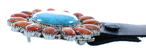 Genuine Sterling Silver Turquoise And Oyster Shell Concho Belt TX104227