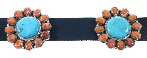 Genuine Sterling Silver Turquoise And Oyster Shell Concho Belt TX104227