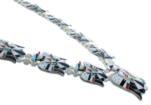 Sterling Silver Multicolor Thunderbird American Indian Squash Blossom RX105239