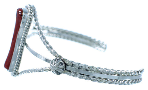 Coral Sterling Silver Native American Cuff Bracelet RX105317