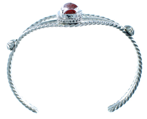 Coral Sterling Silver Native American Cuff Bracelet RX105317