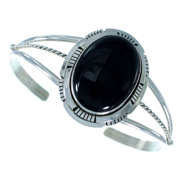 Onyx And Sterling Silver Native American Cuff Bracelet RX105397