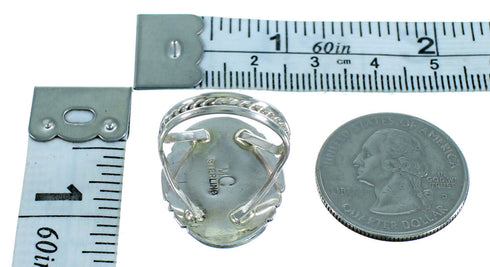 Navajo Authentic Sterling Silver And Coral Ring Size 7-3/4 SX106569