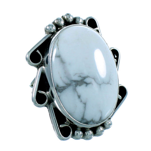 Genuine Sterling Silver American Indian Howlite Jewelry Ring Size 5-1/4 RX106171
