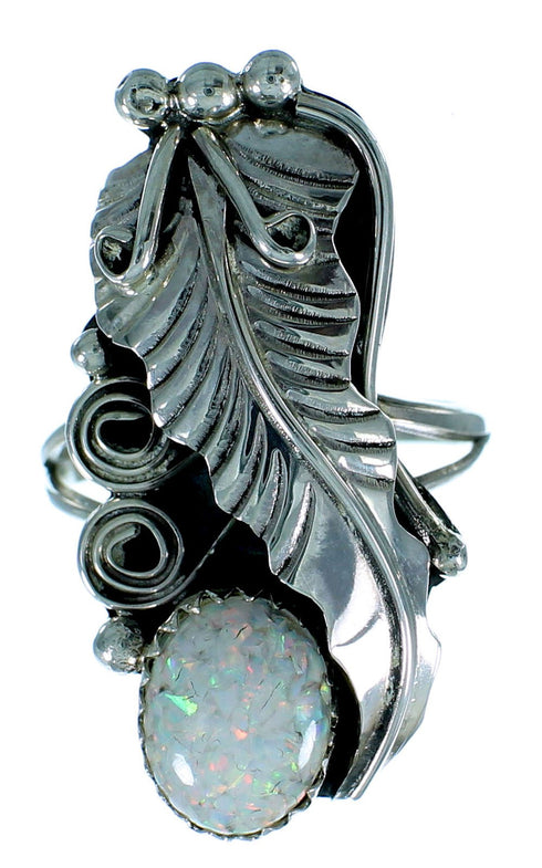 Opal Sterling Silver Navajo Indian Ring Size 6-3/4 RX106205