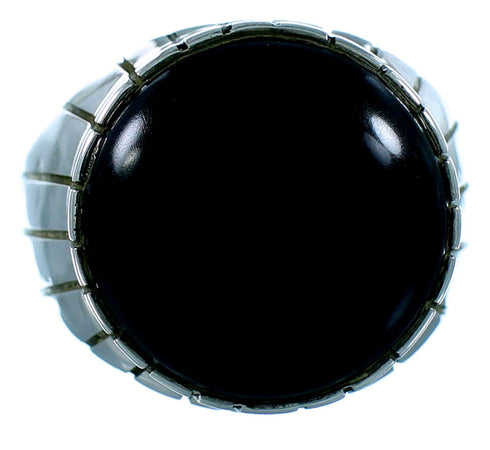 Authentic Sterling Silver And Onyx Navajo Ray Jack Ring Size 11-3/4 SX105943