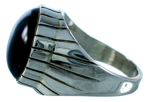 Authentic Sterling Silver And Onyx Navajo Ray Jack Ring Size 11-3/4 SX105943