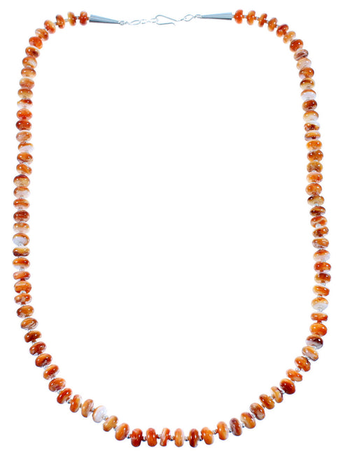 Native American Sterling Silver Oyster Shell Bead Necklace RX106859