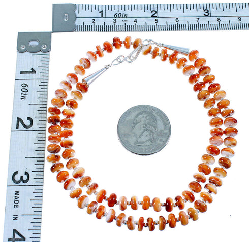 American Indian Sterling Silver Oyster Shell Bead Necklace RX106862