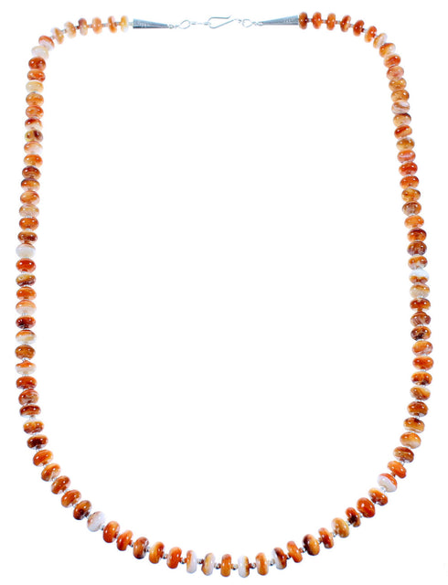 American Indian Genuine Sterling Silver Oyster Shell Bead Necklace RX106863