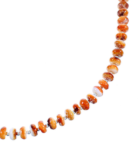 American Indian Genuine Sterling Silver Oyster Shell Bead Necklace RX106863