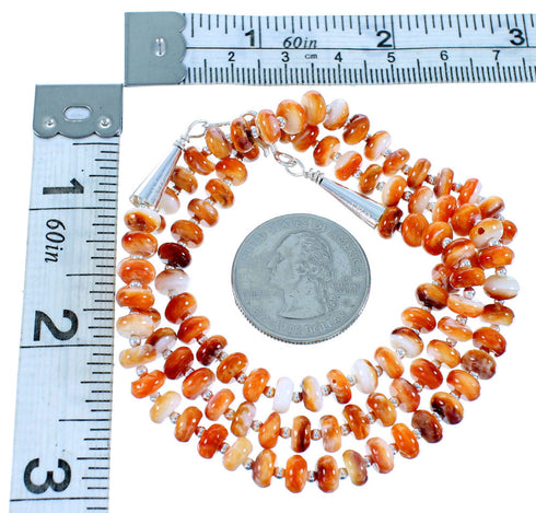 American Indian Genuine Sterling Silver Oyster Shell Bead Necklace RX106863