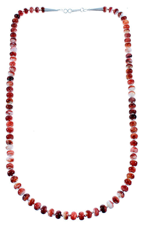 Sterling Silver Native American Red Oyster Shell Bead Necklace RX106868