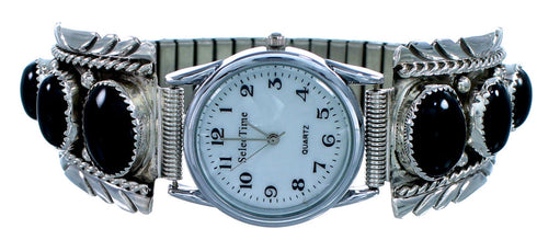 Navajo Genuine Sterling Silver Onyx Watch SX107563