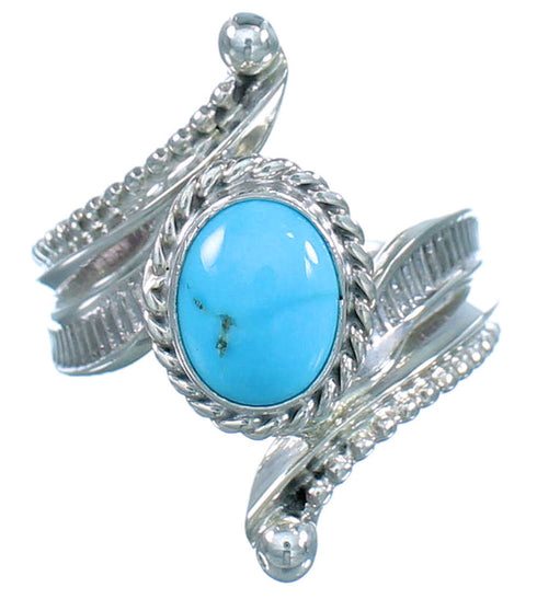 Native American Authentic Sterling Silver Turquoise Ring Size 5-3/4 SX107789