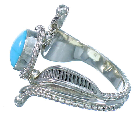 Native American Authentic Sterling Silver Turquoise Ring Size 5-3/4 SX107789