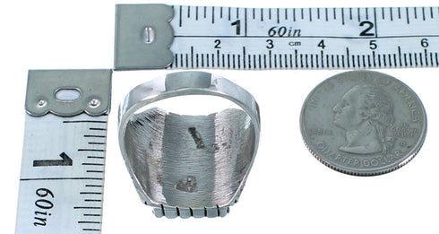 Navajo Onyx And Sterling Silver Ray Jack Ring Size 8-3/4 RX117373