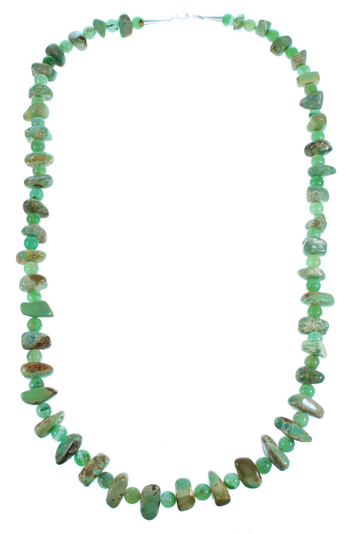 Sterling Silver Kingman Turquoise Aventurine Navajo Bead Necklace SX108072