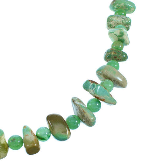 Sterling Silver Kingman Turquoise Aventurine Navajo Bead Necklace SX108072