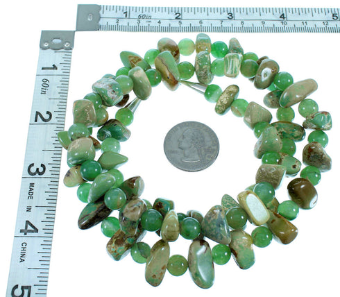 Sterling Silver Kingman Turquoise Aventurine Navajo Bead Necklace SX108072