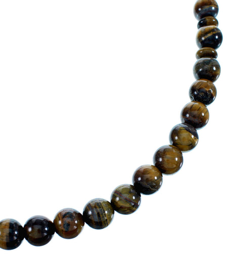 Native American Tiger Eye Sterling Silver Bead Necklace SX108089