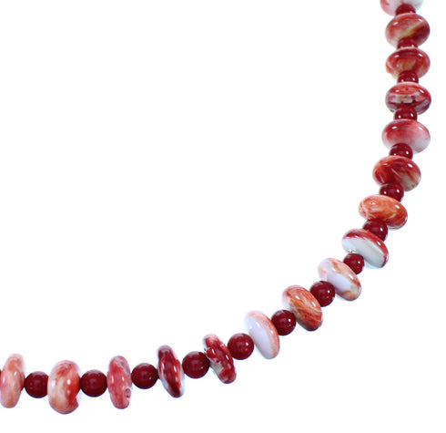 Navajo Oyster Shell And Coral Sterling Silver Bead Necklace SX108120