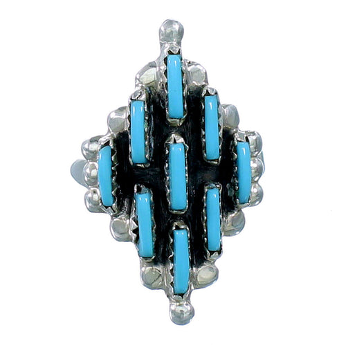 Turquoise Needlepoint Sterling Silver Navajo Ring Size 6-1/4 SX108510