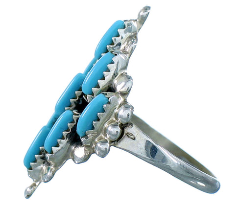Turquoise Needlepoint Sterling Silver Navajo Ring Size 6-1/4 SX108510