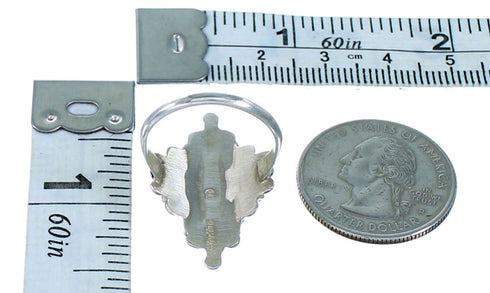 Turquoise Needlepoint Sterling Silver Navajo Ring Size 6-1/4 SX108510