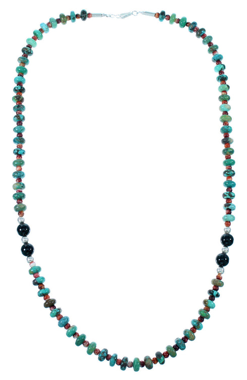 Multicolor Sterling Silver Navajo Bead Necklace SX108666