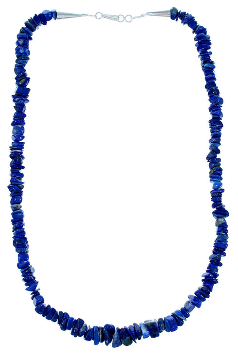 Lapis And Authentic Sterling Silver Bead Necklace RX108719