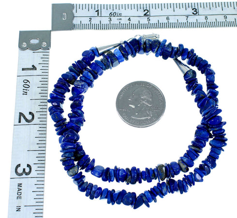 Lapis And Authentic Sterling Silver Bead Necklace RX108719