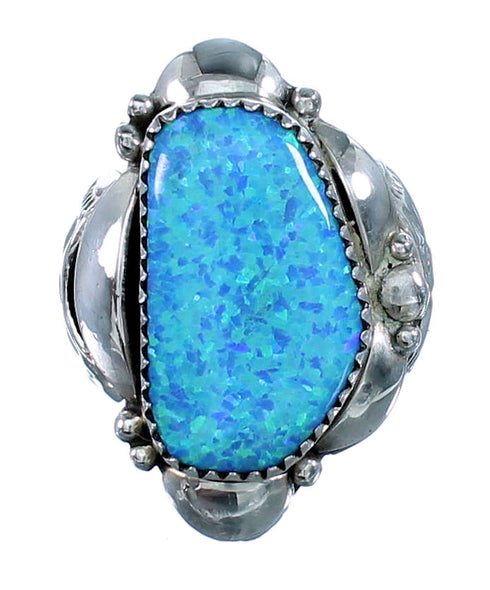 Navajo Sterling Silver Blue Opal Ring Size 6-1/2 SX109200
